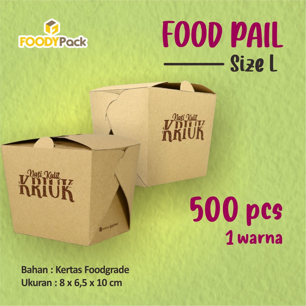 [ PO ±14HARI ] SIZE M - CETAK 2 WARNA - CUSTOM Food Pail Kraft I Food Pail Craft I Paper Box I Dus K