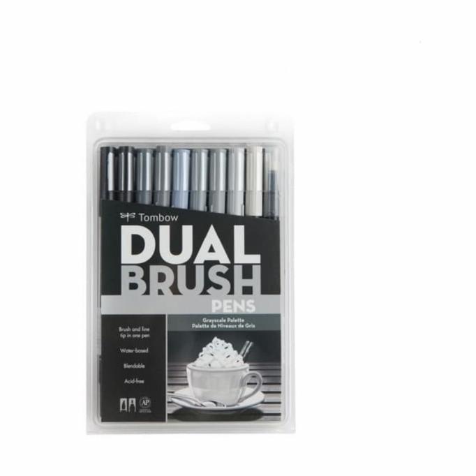 

(BISA COD) Tombow Dual Brush Pen ABT Grayscale Palette Set 10 pcs KOMPLIT Kode 117
