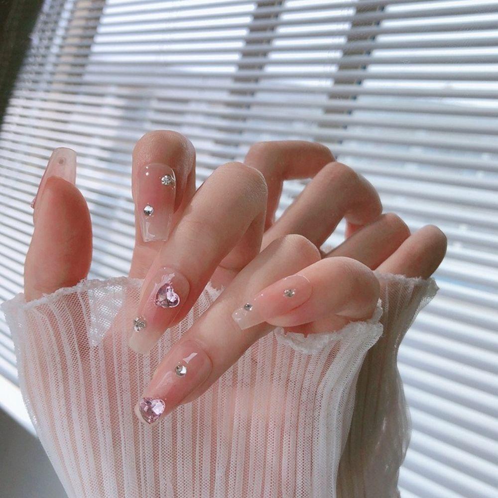 Needway  Paku Charms Cinta Hati Kuku Mengkilap Kecantikan Kuku Salon Manicure Aksesoris DIY Bahan Kuku Nail Art Berlian Imitasi