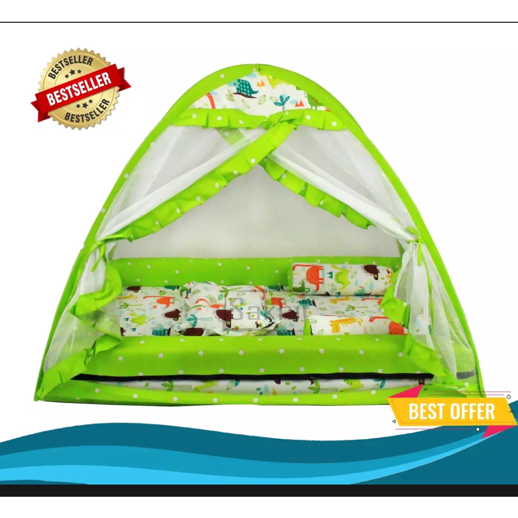 BEST SELLER Kasur Bayi Kelambu model tenda satu set bantal guling