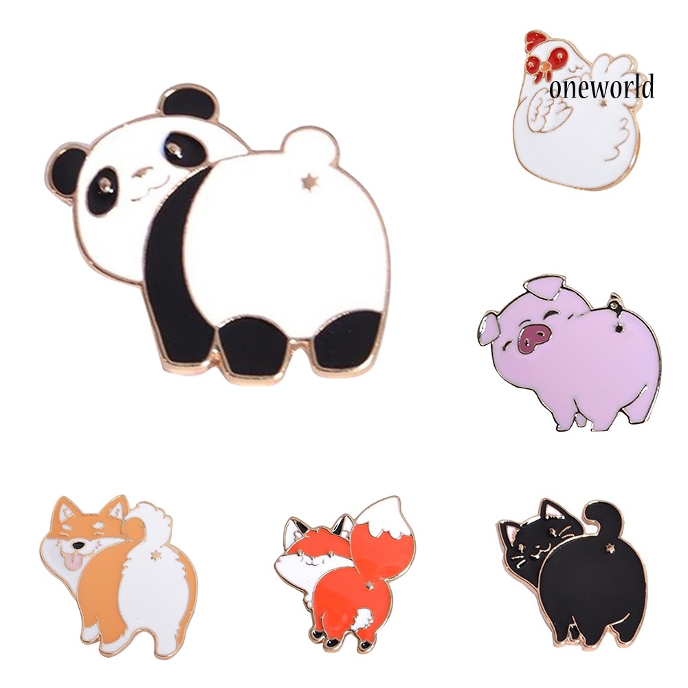 OW@ 1Pc Unisex Cute Animal Panda Dog Pig Pattern Lapel Brooch Pin Enamel Badge Pin