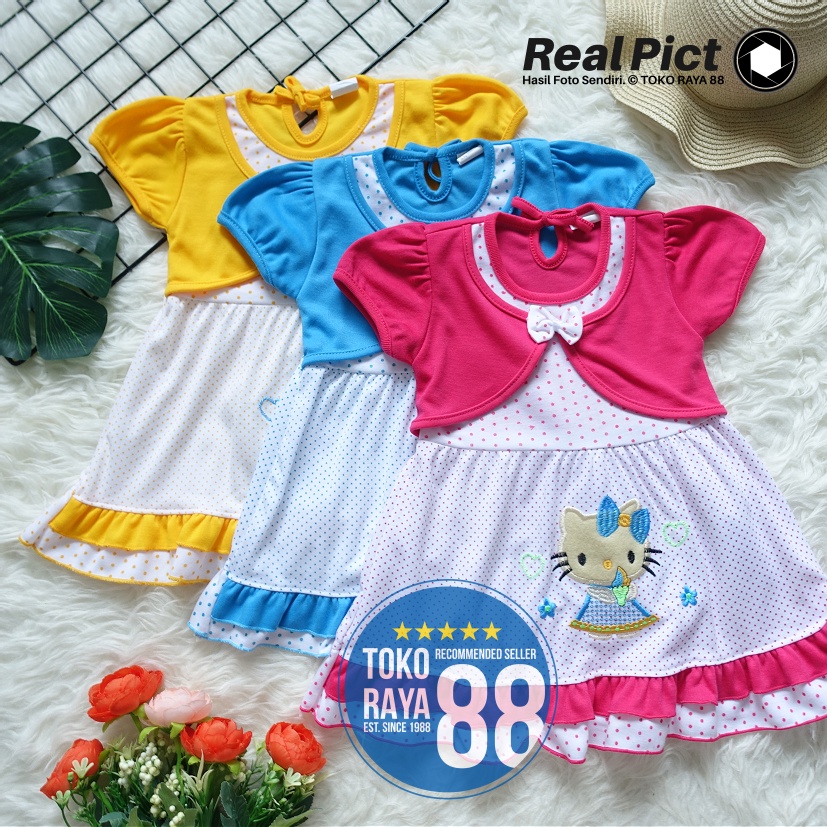RB [SDR-SF19] TOKO RAYA 88, Setelan Dress Bayi 3 - 18 Bulan, SYIFANA Rompi HK Polkadot, Baju Rok