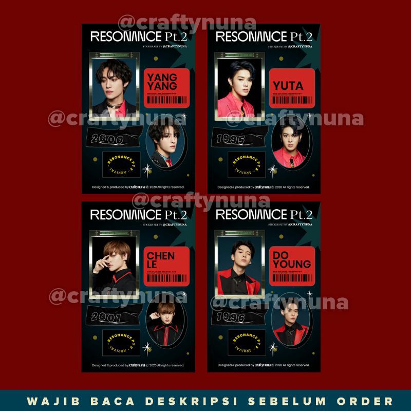 (NC-012) OT23 • NCT RESONANCE PT 2 ARRIVAL VER 2020 Sticker set by Crafty Nuna aesthetic stiker case hp