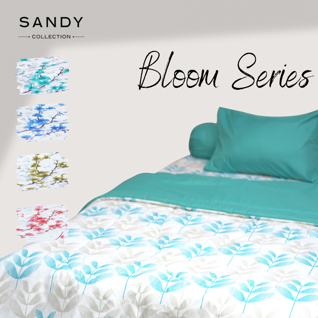 Sprei Set Sandy Collection Bloom Series Motif Floral Minimalis  Kain Disperse Semua Ukuran