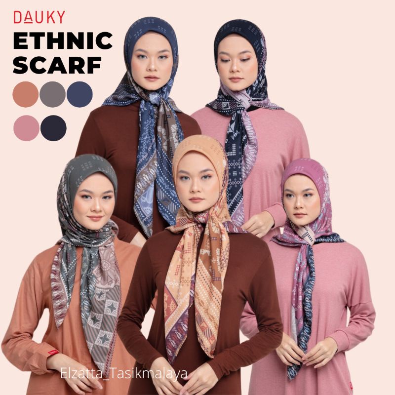 DAUKY SCARF MOTIF SEGIEMPAT MOTIF JILBAB DAUKY HIJAB DAUKY ETHNIC SCARF ORIGINAL