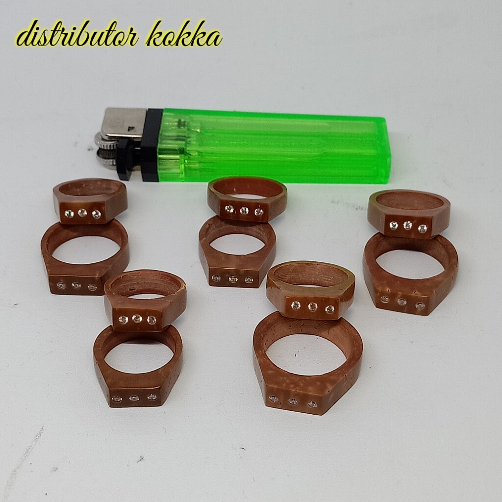 ( SUPER MURAH ) Paket hemat harga 10 pcs cincin kokka kaukah plat mata 3 coklat