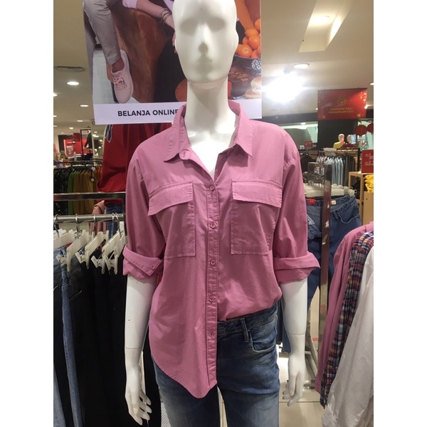 Kemeja wanita, kemeja wanita pengan pendek, kemeja wanita model oversize LOGO JEANS 100% original