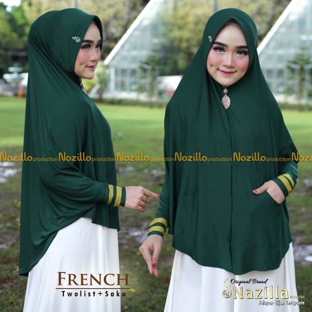 {ORIGINAL NAZILLA} Jilbab/Hijab Instan Khimar Nazilla Lengan French