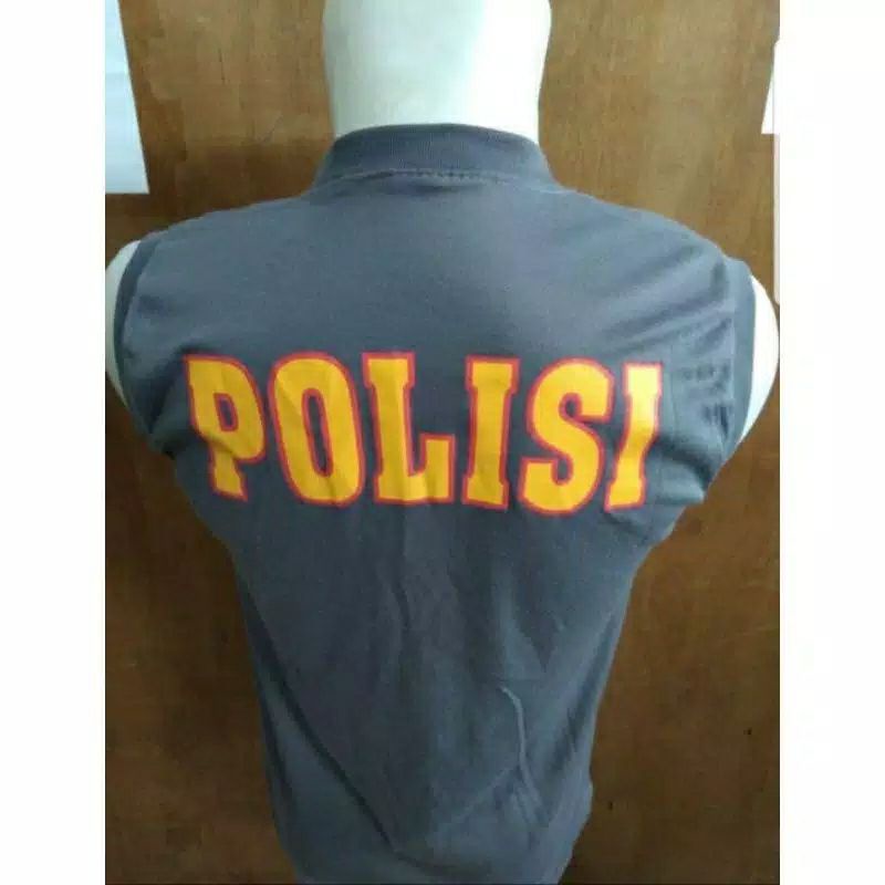 Kaos oblong Polisi tribrata abu lengan buntung leher tinggi belakang polisi|Kaos dalaman polisi