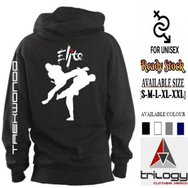 HOODIE JUMPER BELA DIRI TAEKWONDO ELITE HOODIE ELITE TAEKWONDO SABLON BELAKANG