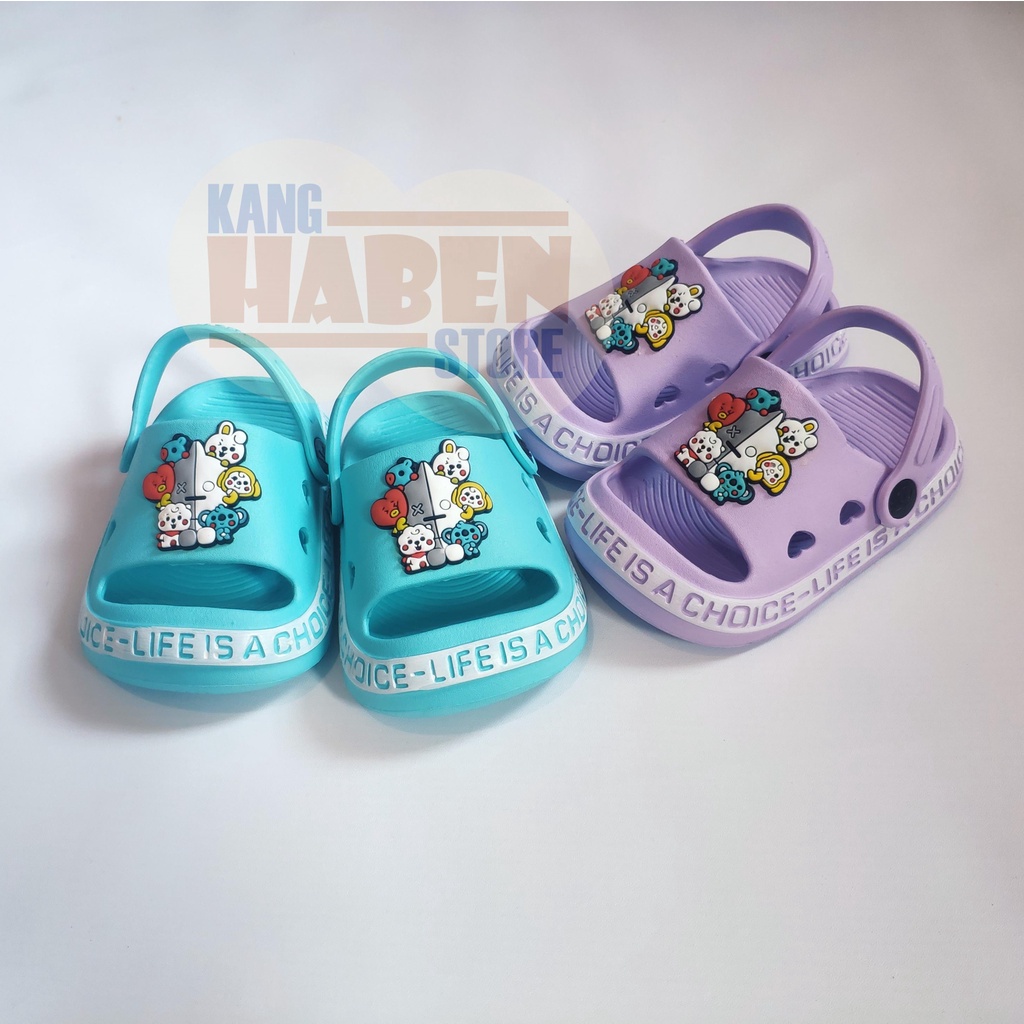 Sandal Anak Bayi Cewek Cowok Kararkter Kartun BT21 Sendal Ringan Belajar Jalan 383E 20-25