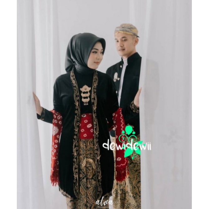 Set Baju Prewedding / Baju Couple Adat Jawa, Motif Pisang Bali (Kode BH21)