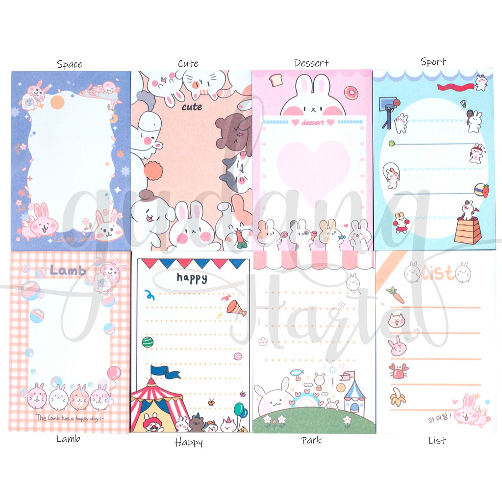 Sticky Notes Mini Happy Rabbit Kelinci Kucing Lucu Memo DIY Scrapbook GH 301354