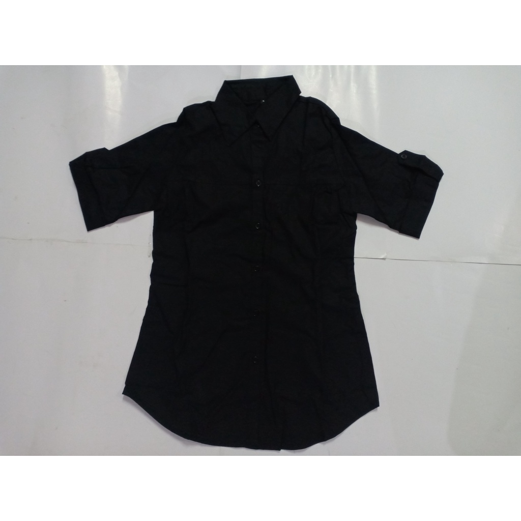 Baju Kemeja Wanita Kancing Berkerah Hitam Baju Kerja size M,Size L