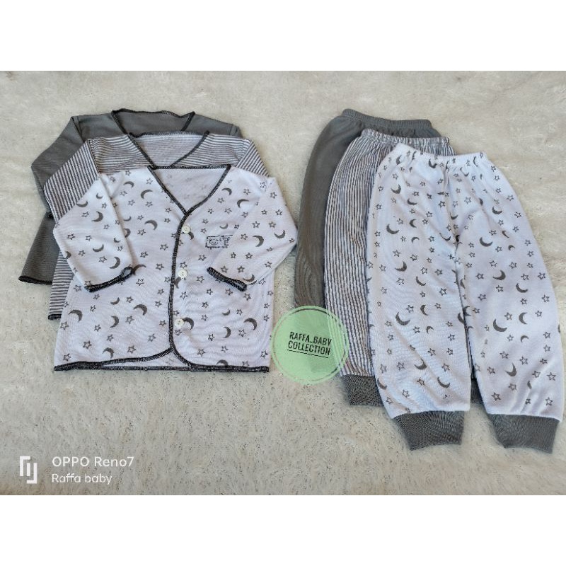 Paket hemat isi 18pcs/9stel baju bayi baru lahir(seri abu)