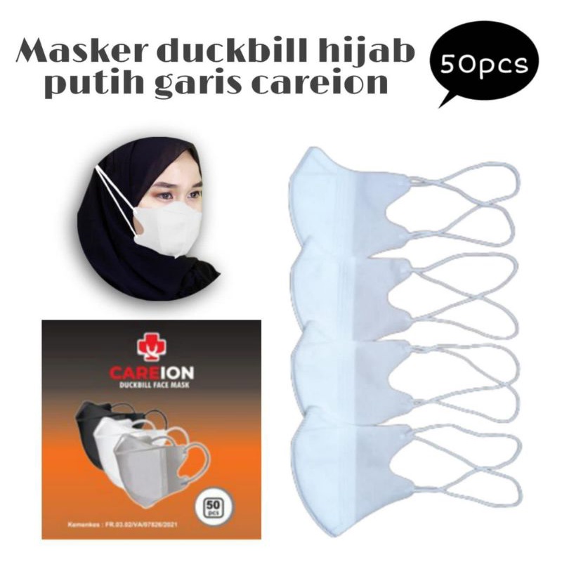 Original Masker duckbill hijab headloop hitam putih abu mix warna silver pink shrimp navy ada garis