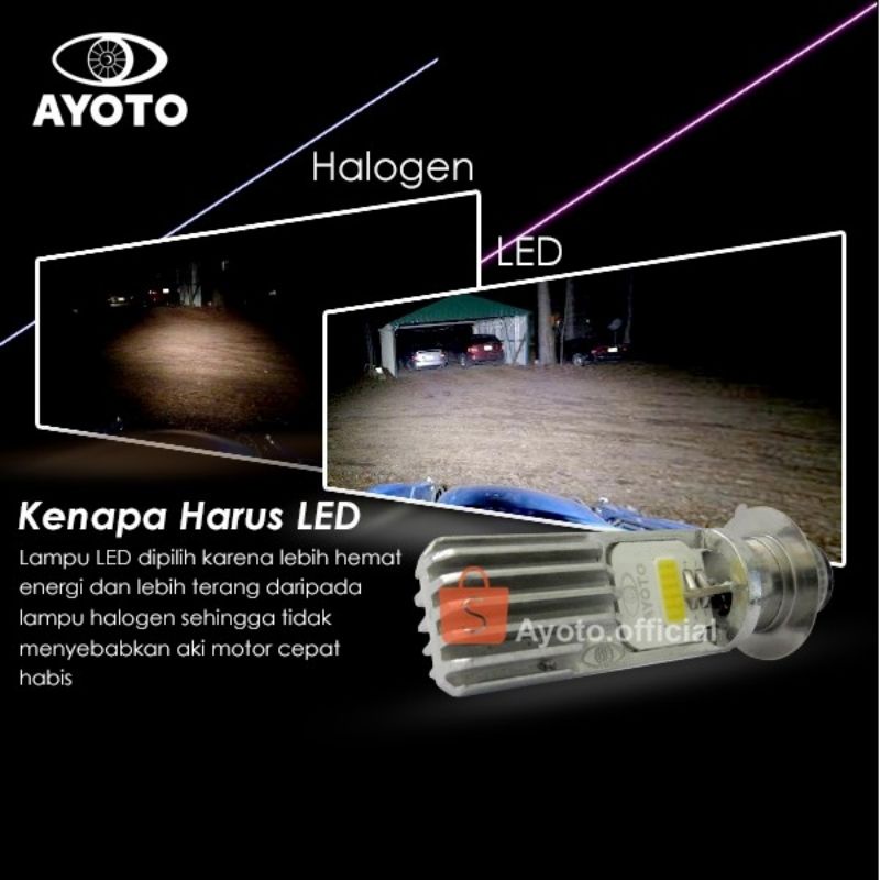 Lampu LED depan motor AYOTO M2A H6 AC&amp;DC motor matic bebek