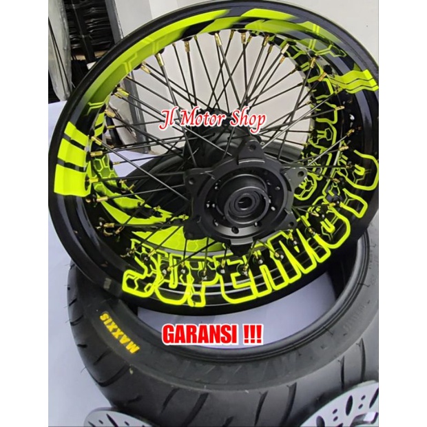 PAKET VELG SUPERRMOTO SUPER MOTO KLX 150 CRF 150 CRF150 L WR155 WR 155 D-TRACKER MOTIF TULISAN SUPERMOTO PROTECH PLUS BAN