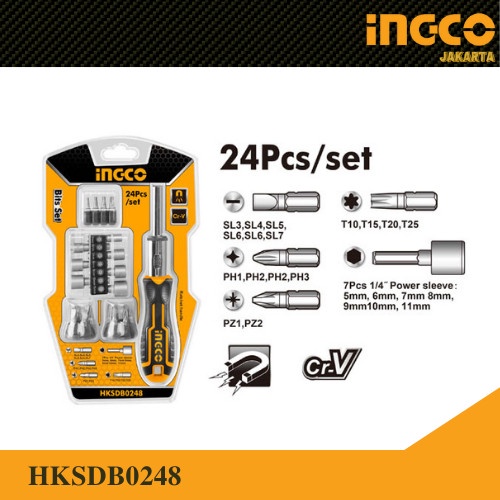 Obeng Set 24 pcs Screwdriver set INGCO HKSDB0248 Obeng Multifungsi