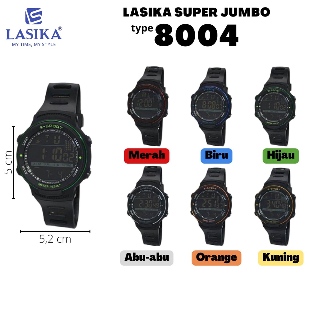Model baru Jam tangan laki laki digital sport Lasika W-H8004, tahan air & dapat kotak.