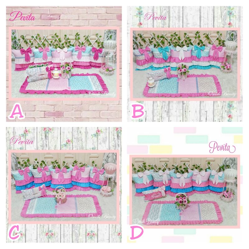 PREORDER Sarung Bantal Sofa Kursi Shabby Shabbychic Pevita Pink Biru Tosca / Sarung Bantal Rumbai Pi
