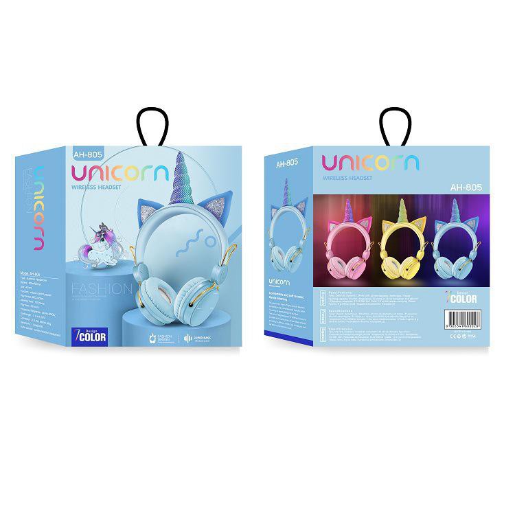 AH-805 Headset/Headphone Bluetooth Kids Cute Unicorn