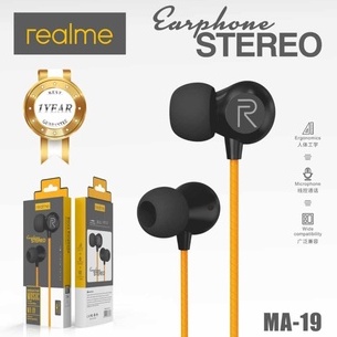 Earphone Realme M19 stereo bass music telfon headset mic