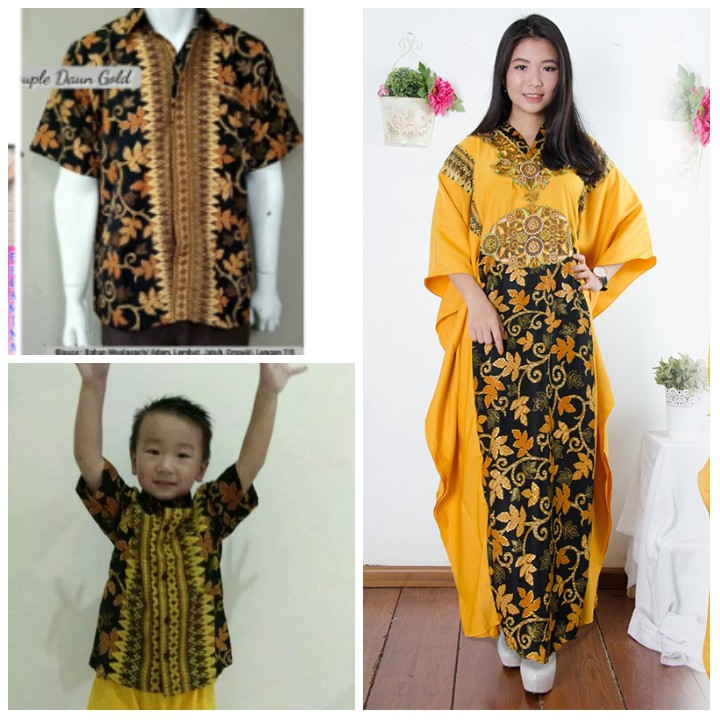 Couple Keluarga Kaftan Ghafia dan Kemeja Batik Dewasa dan Anak