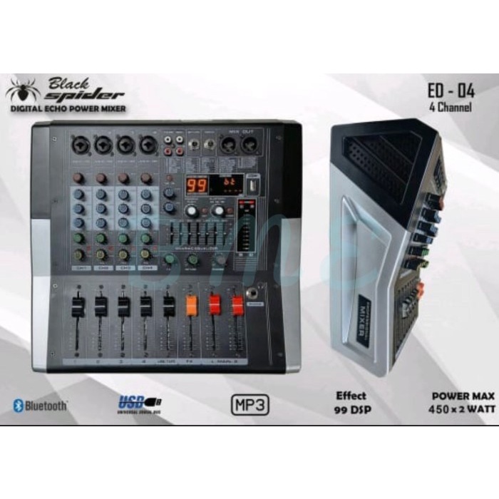 Power Mixer 4 channel Blackspider ED4 99 DSP ED 4 Amplifier Mixing