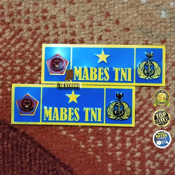 Stiker Mabes TNI AL Biru Timbul Sepasang / Stiker Plat Mabes Tni Al 2 pcs / Stiker Plat Motor Mobil 