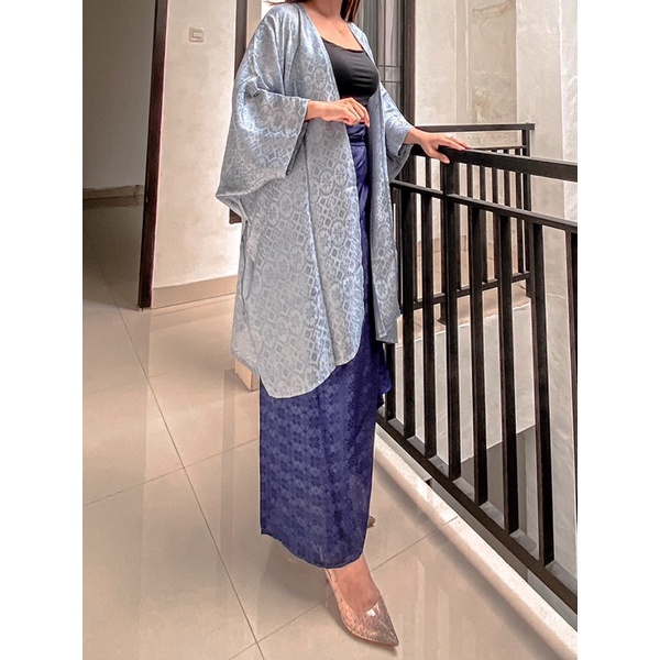 Outer kondangan bahan kain viscose batik polos modern warna biru nud gold burgundy