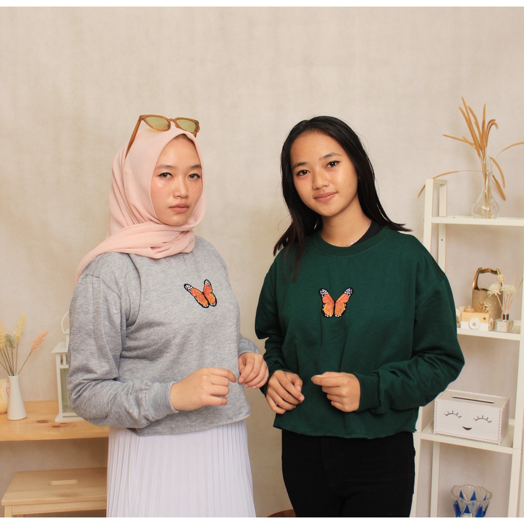 [COD] CROOP  TOP BUTERPLAY BORDIR // SWEATER CROP TOP WANITA