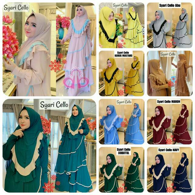 GAMIS SYARI CELO POLOS FULL MOSCREPE SLETING BUSUI BAGIAN BAWAH JAHIT 2 LAYER RUMBAY PLUS HIJAB