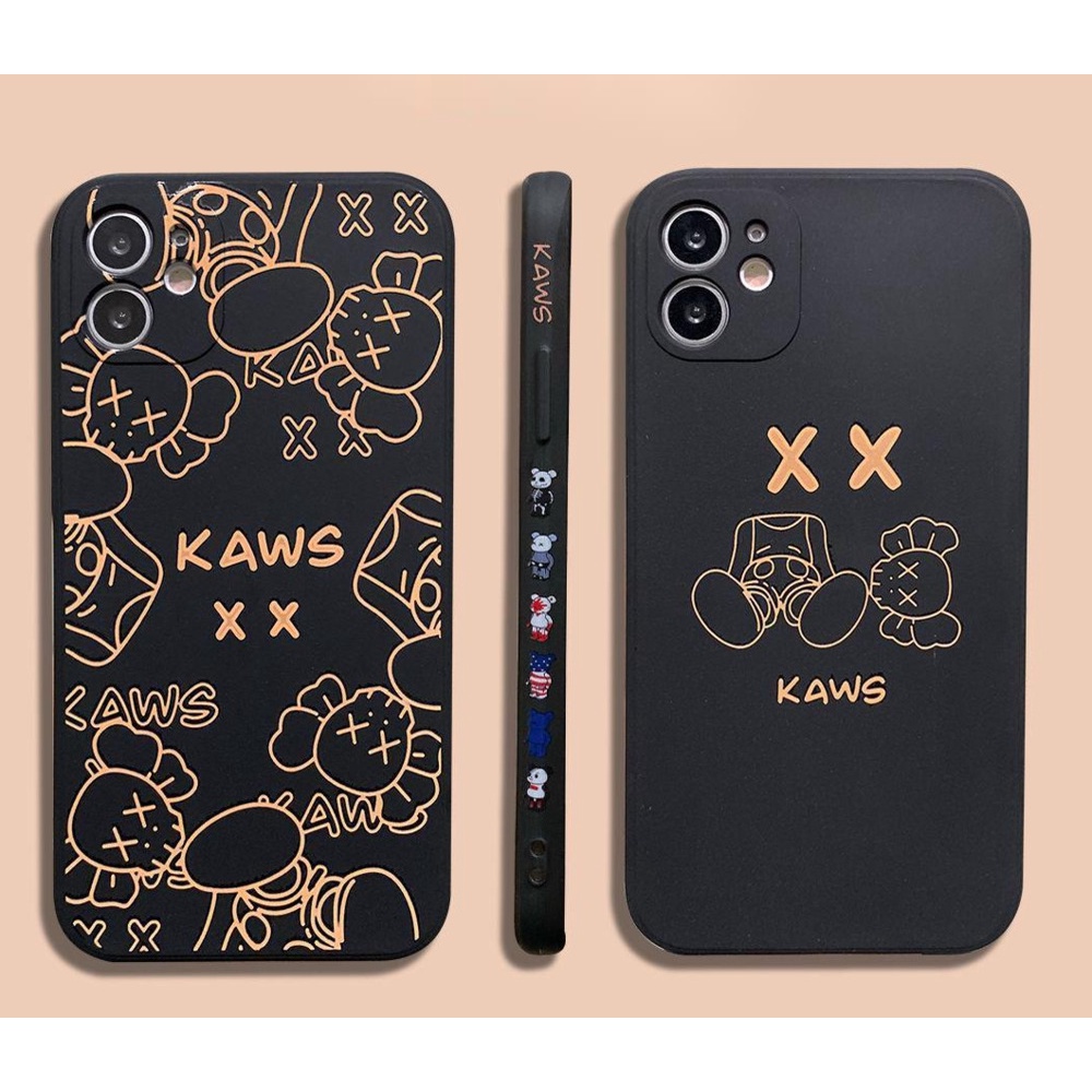 Soft case Silikon Karet Anti Jatuh Motif print Beruang Emas Hitam Untuk iPhone 12promax 7 8Plus SE X XS XR 12 11 11promax