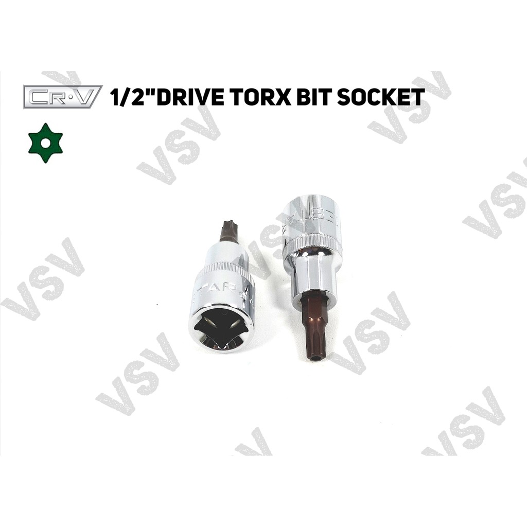 Gestar Torx Bit Socket 1/2&quot;Dr 9pc T20-T60 Kunci shock L Bintang Lubang Sock