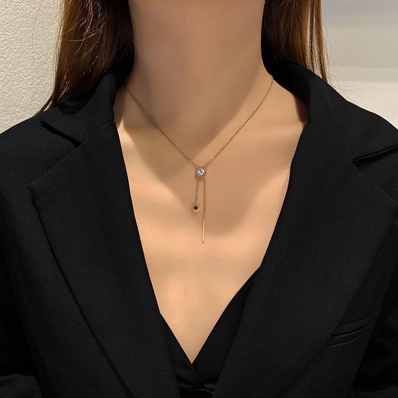 Kalung Choker Bahan Titanium Warna Rose Gold