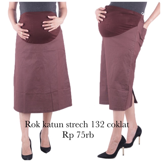 Rok hamil katun strech 132 coklat