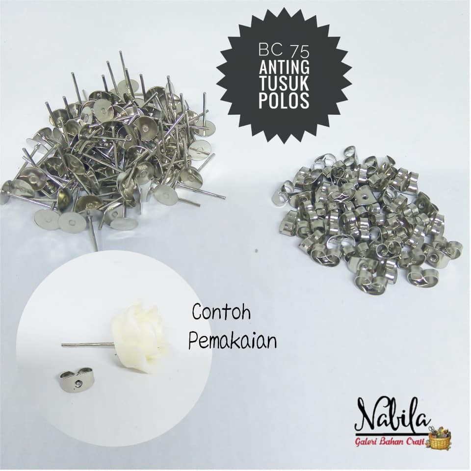(5pasang) Anting tusuk besi polos diy craft bahan anting
