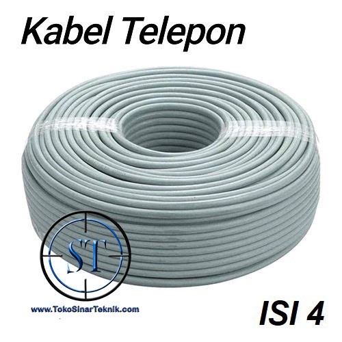 Kabel Telepon 4C 100Y isi 4 jalur panjang 100 Yard Tebal Modem ADSL Telpon Isi 4 Kawat ADSL RJ11 ABU Crimping Crimp telpon Fax