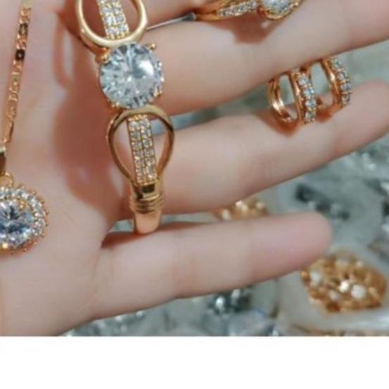 ♨ Perhiasan wanita lengkap asli titanium motif mata satu diamond permata ♙