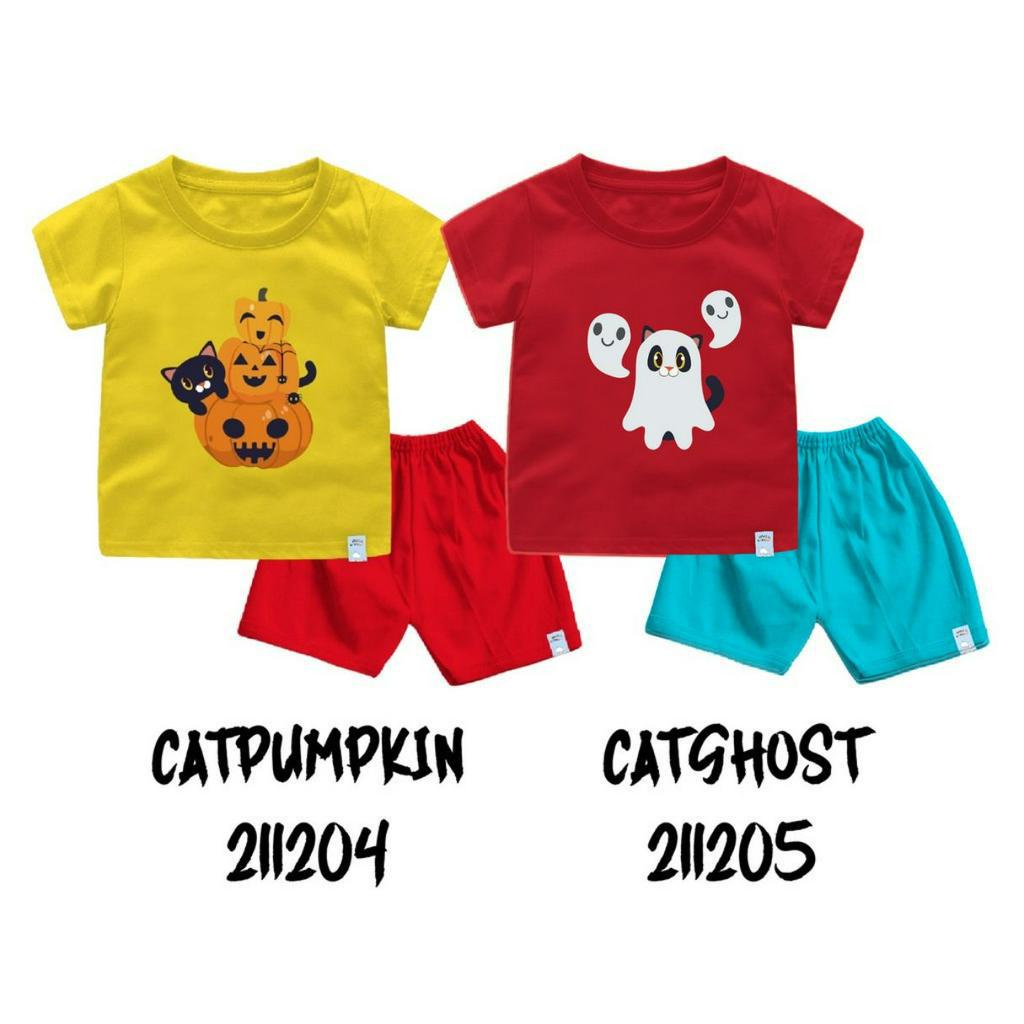 Setelan Bayi &amp; Anak N&amp;F Tema Halloween Cat Grave Untuk Usia 6 Bulan - 8 Tahun Bahan Cotton 30s