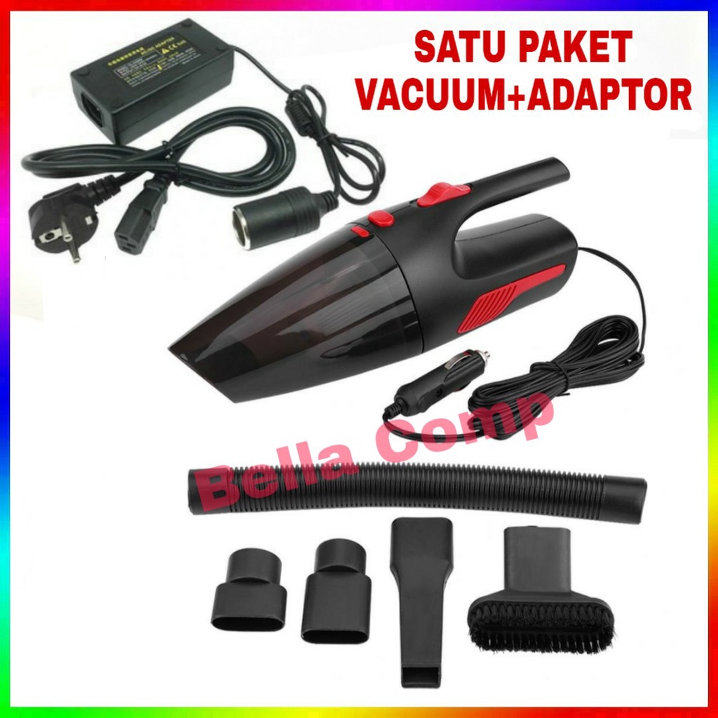 (PAKET VAKUM + ADAPTOR)Penyedot Debu Portabel Genggam Pembersih Vakum Mobil untuk Mobil,Dirumah Pembersih Vakum Tangan Pembersih Vakum Mobil 12V 120W