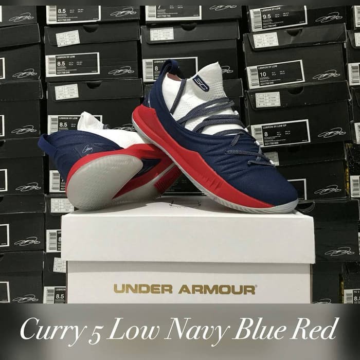 Sepatu Basket Curry 5 Low Navy Blue Red