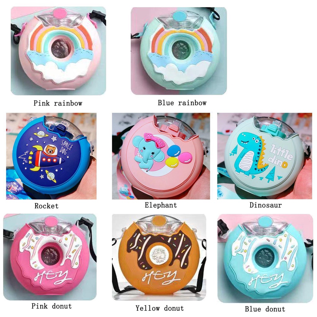 Preva Donut Water Cup Cangkir Air Bulat Botol Air Rainbow Elephant Donut Kettle