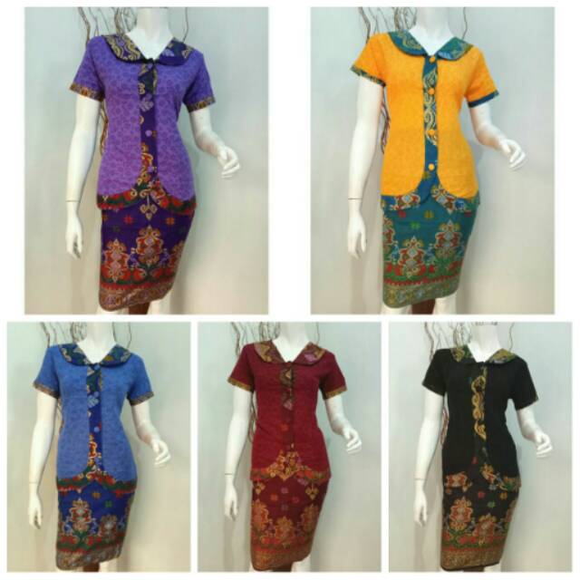 Stelan Kebaya Etnik Pendek Embos motif Lama Murah Ukuran M Stelan Kebaya Etnik Pendek Embos motif Lama Murah Ukuran M