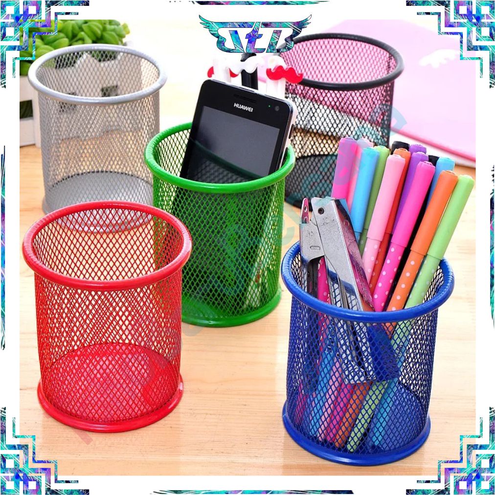 

R010 Tempat Alat Tulis Pensil Pena Bulat Besi Pen Pensil IMPORT MURAH