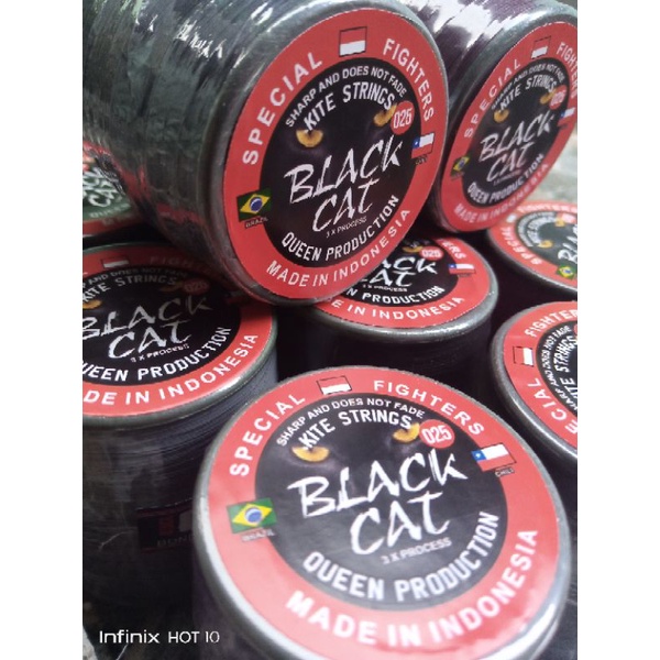 Senar Layangan Gelasan BLACK CAT 2000 Yard Turnamen Benang Aduan Full Treatment