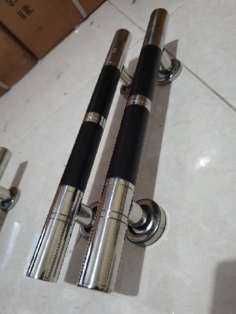 Handle pintu stainless 33cm bulat hitam PROMO TERMURAH