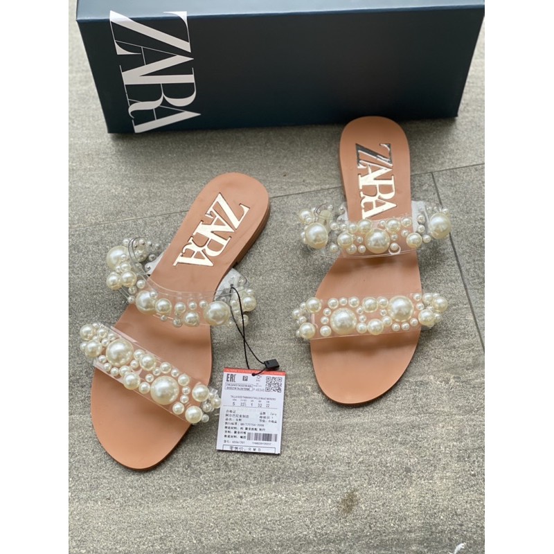 SANDAL | SANDAL WANITA | ZARA ZS216 FLAT VINYL PEARL BEAD PREMIUM IMPORT