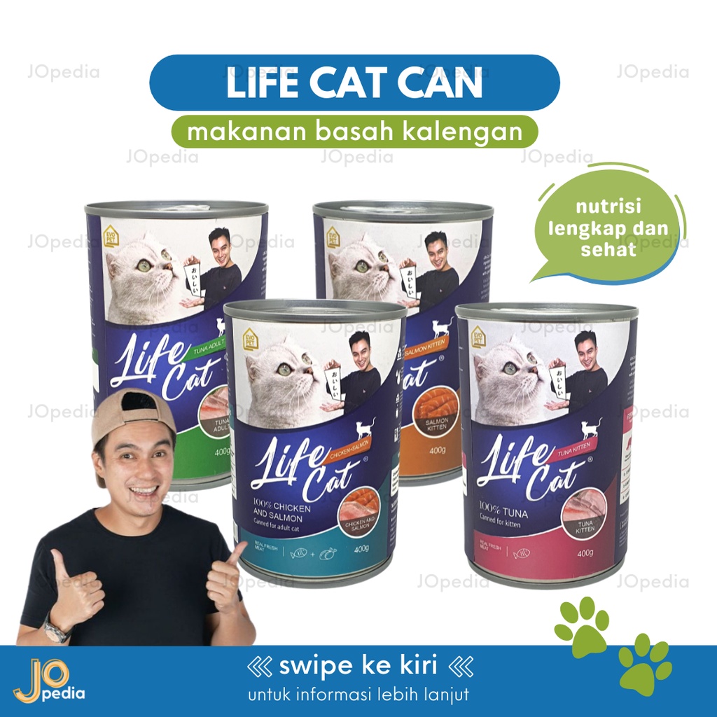 LIFE CAT CAN Makanan Basah Kucing Kaleng Cat Wet Food Kitten Adult Senior Junior 400gr